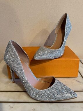 INC Silver Crystal Pointed-Toe Pumps